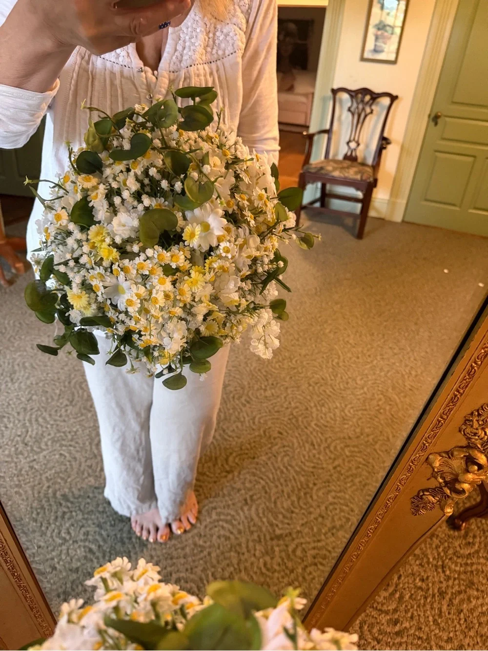 White and Yellow Faux Daisy Bouquet Set 1 bride bouquet; 3 bridesmaids; 2 bouts-